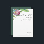 Colourful Tropical Floral Green Wedding Advice Car<br><div class="desc">This colourful tropical floral green wedding advice card is perfect for your modern boho destination green, purple, peach wedding. Design features an elegant bouquet of classic beach watercolor greenery and flowers, including sage green eucalyptus, mauve and red protea, blush pink hibiscus, orange and blue bird of paradise, and dark green...</div>