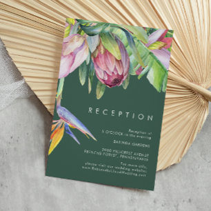 Colourful Tropical Floral Green Wedding Reception Enclosure Card