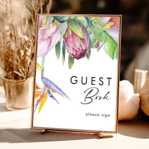 Colourful Tropical Floral Guest Book Sign