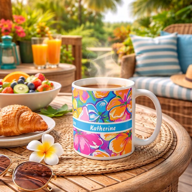 Colourful Tropical Floral Pattern Coffee Mug (Creator Uploaded)