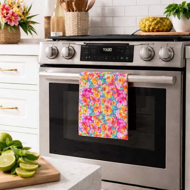 Colourful Tropical Floral Pattern Kitchen Towel (Creator Uploaded)