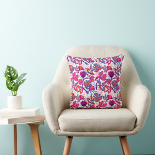 Colourful, Tropical Floral Pattern Throw Pillow