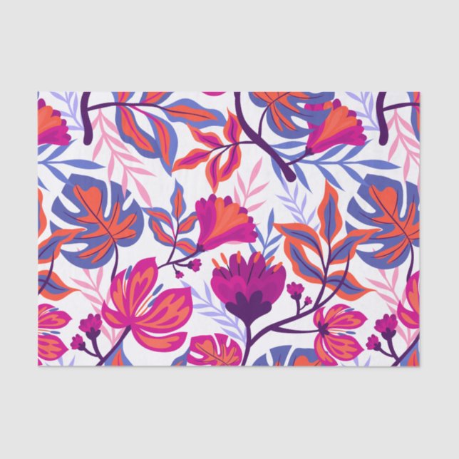 Colourful, Tropical Floral Pattern Tissue Paper (Front)