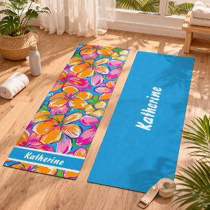 Colourful Tropical Floral Pattern Yoga Mat