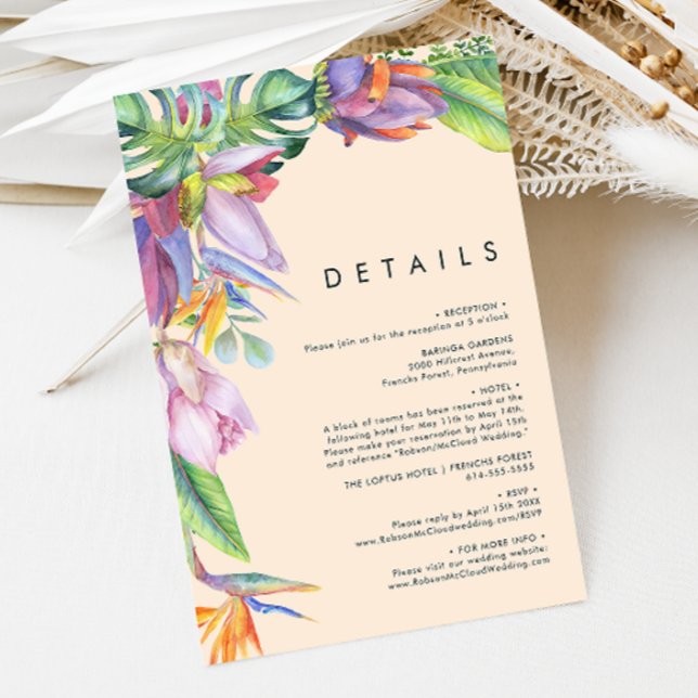 Colourful Tropical Floral | Peach Details Enclosure Card (Creator Uploaded)