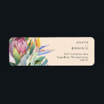 Colourful Tropical Floral | Peach Return Address<br><div class="desc">This colourful tropical floral | peach return address label is perfect for your modern boho destination, green, purple, peach wedding. Design features an elegant bouquet of classic beach watercolor greenery and flowers that may include sage green eucalyptus, mauve and red protea, blush pink hibiscus, orange and blue bird of paradise,...</div>