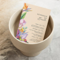 Colourful Tropical Floral Peach Schedule of Events
