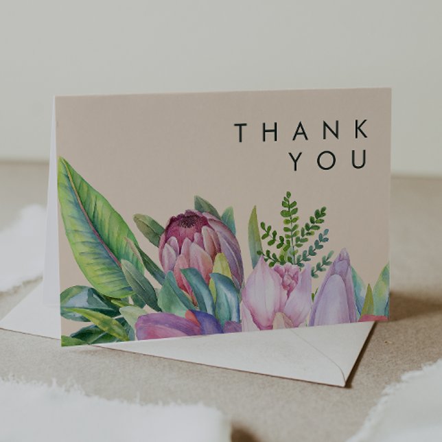 Colourful Tropical Floral | Peach Thank You Card (Creator Uploaded)