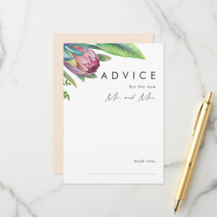 Colourful Tropical Floral Peach Wedding Advice Car Card
