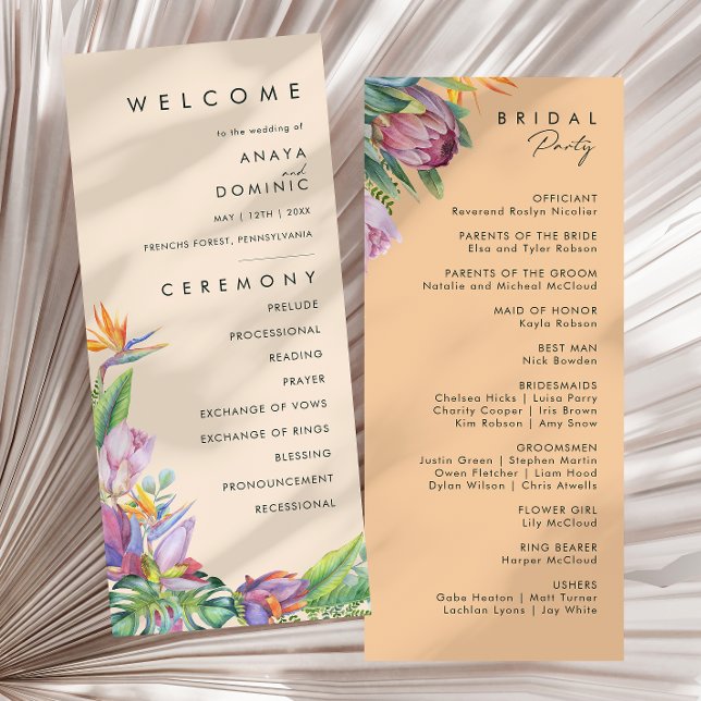 Colourful Tropical Floral | Peach Wedding Program (Creator Uploaded)