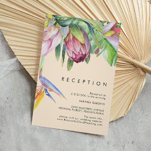 Colourful Tropical Floral Peach Wedding Reception Enclosure Card