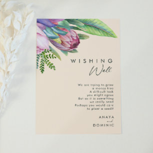 Colourful Tropical Floral Peach Wishing Well Enclosure Card
