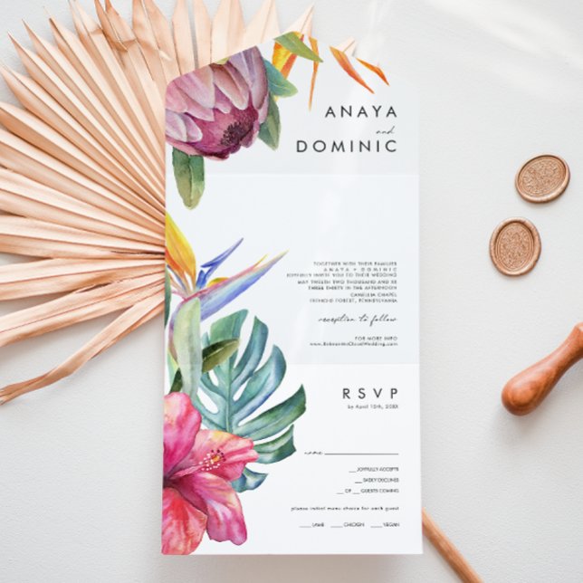 Colourful Tropical Floral | Photo Seal And Send All In One Invitation (Creator Uploaded)