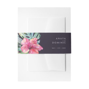 Colourful Tropical Floral   Purple Invitation Belly Band