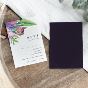 Colourful Tropical Floral Purple Menu Choice RSV