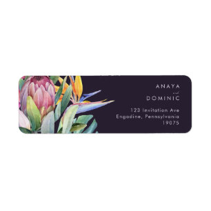 Colourful Tropical Floral Purple Return Address