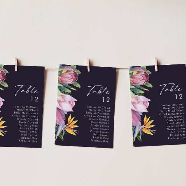 Colourful Tropical Floral Purple Table Number Char (Creator Uploaded)