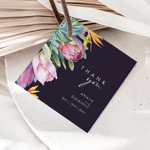 Colourful Tropical Floral   Purple Thank You Favour Tags