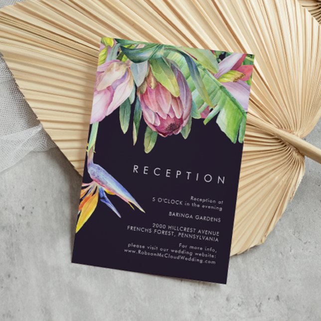 Colourful Tropical Floral Purple Wedding Reception Enclosure Card (Creator Uploaded)