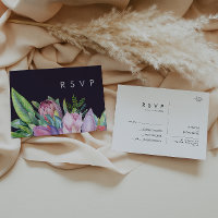 Colourful Tropical Floral | Purple Wedding RSVP