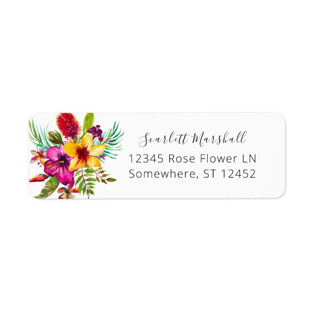 Colourful Tropical Floral Return Address (Front)