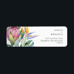 Colourful Tropical Floral | Return Address<br><div class="desc">This colourful tropical floral | return address label is perfect for your modern boho destination, green, purple, peach wedding. Design features an elegant bouquet of classic beach watercolor greenery and flowers that may include sage green eucalyptus, mauve and red protea, blush pink hibiscus, orange and blue bird of paradise, and...</div>