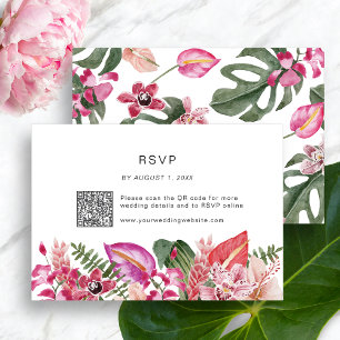 Colourful Tropical Floral  RSVP Card