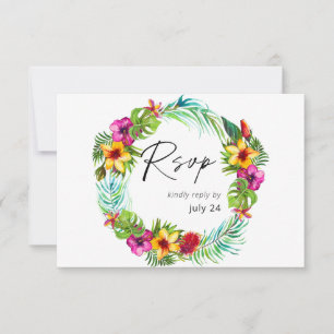 Colourful Tropical Floral w Meal RSVP Card