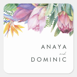 Colourful Tropical Floral Wedding Envelope Seals