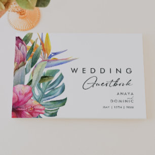 Colourful Tropical Floral Wedding Guest Book