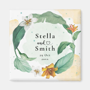 Colourful Tropical Floral Wedding Magnet
