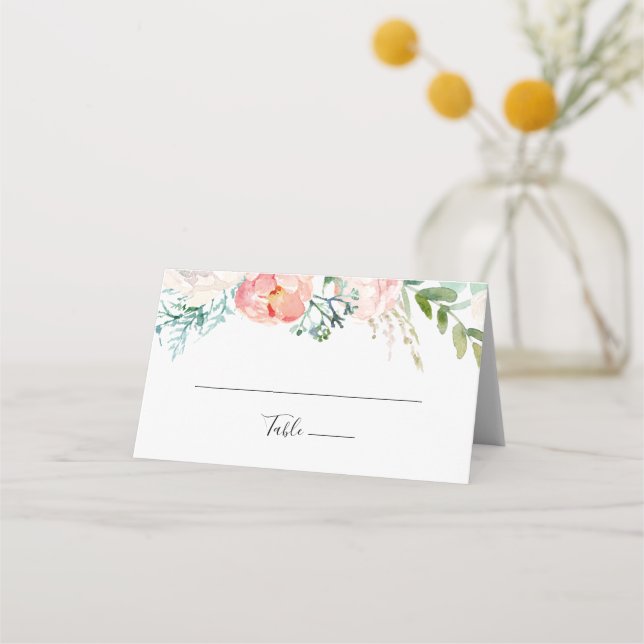 Colourful Tropical Floral Wedding Place Card (Front)