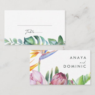 Colourful Tropical Floral Wedding Place Card