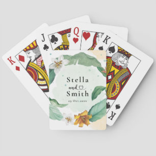 Colourful Tropical Floral Wedding Playing Cards