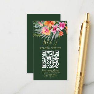 Colourful Tropical Floral Wedding QR Code Details Enclosure Card