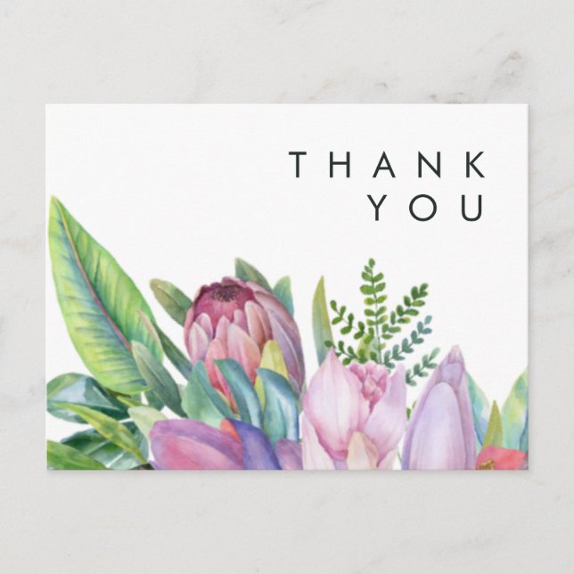 Colourful Tropical Floral | Wedding Thank You Postcard (Front)