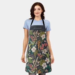 Colourful Tropical Flower Pattern Apron