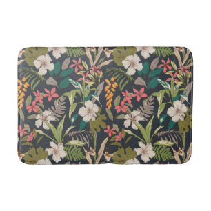 Colourful Tropical Flower Pattern Bath Mat