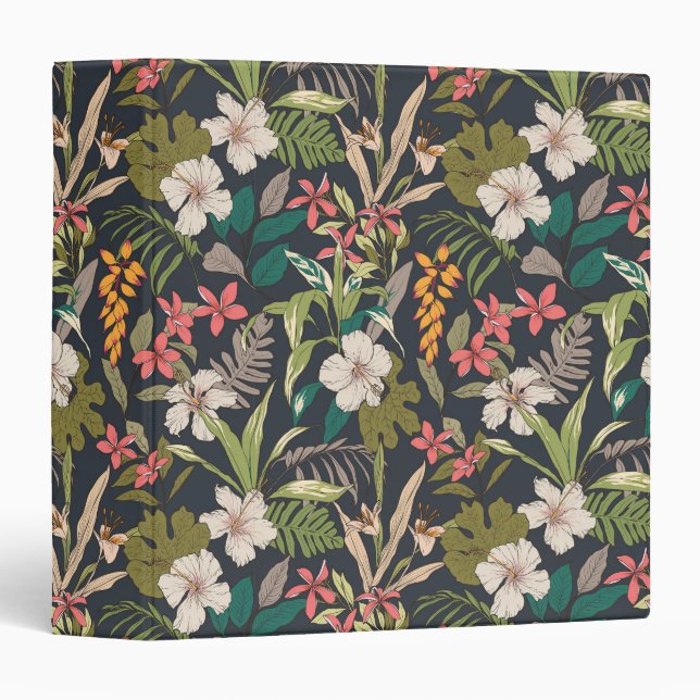 Colourful Tropical Flower Pattern Binder (Front/Spine)