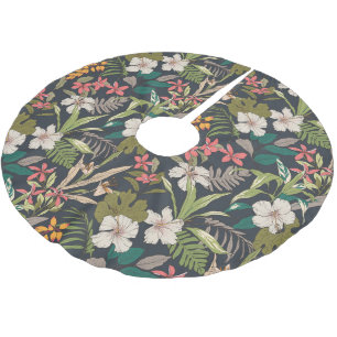 Colourful Tropical Flower Pattern Brushed Polyester Tree Skirt