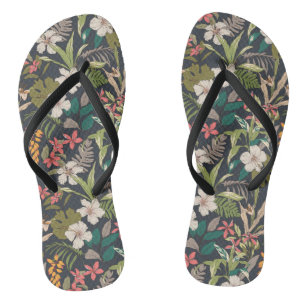 Colourful Tropical Flower Pattern Flip Flops