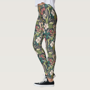 Colourful Tropical Flower Pattern Leggings