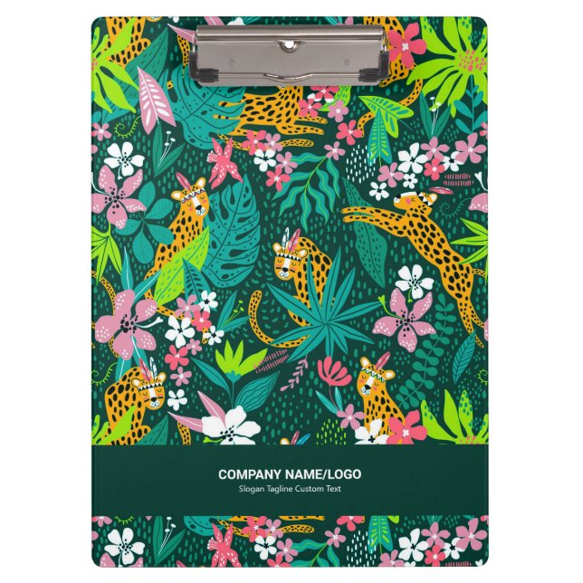 Colourful tropical flowers and animals pattern clipboard (Front)