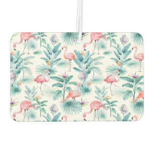 Colourful tropical flowers and flamingos pattern air freshener