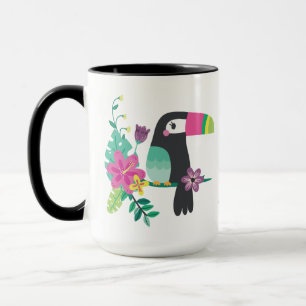 colourful tropical flowers and toucan inspirationa mug