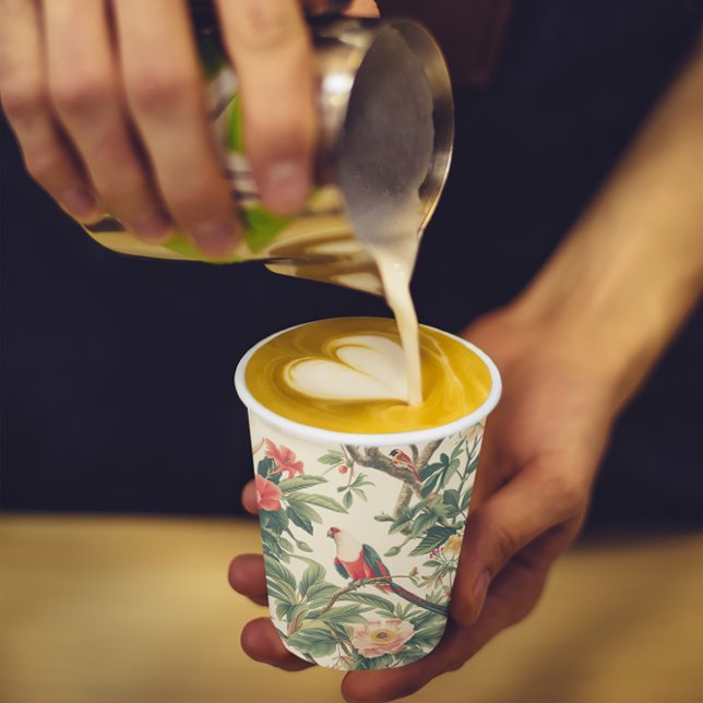 Colourful Tropical Flowers Birds Paper Cups (Creator Uploaded)