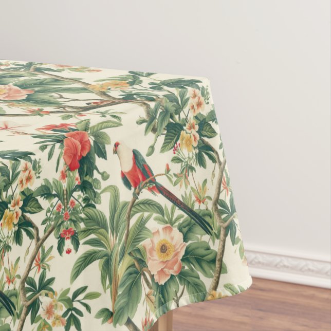 Colourful Tropical Flowers Birds Tablecloth (In Situ)