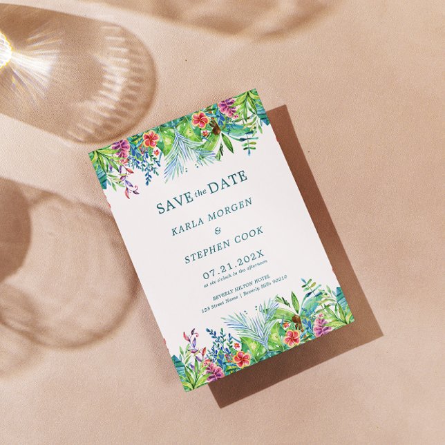 Colourful Tropical Flowers Border Invitation (Creator Uploaded)