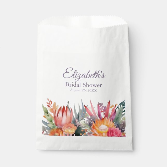 Colourful Tropical Flowers Bridal Shower Favour Bag (Front)