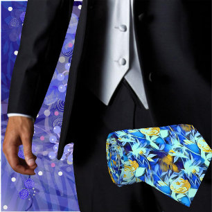 Colourful Tropical Flowers Floral Artistic Neck Ti Tie